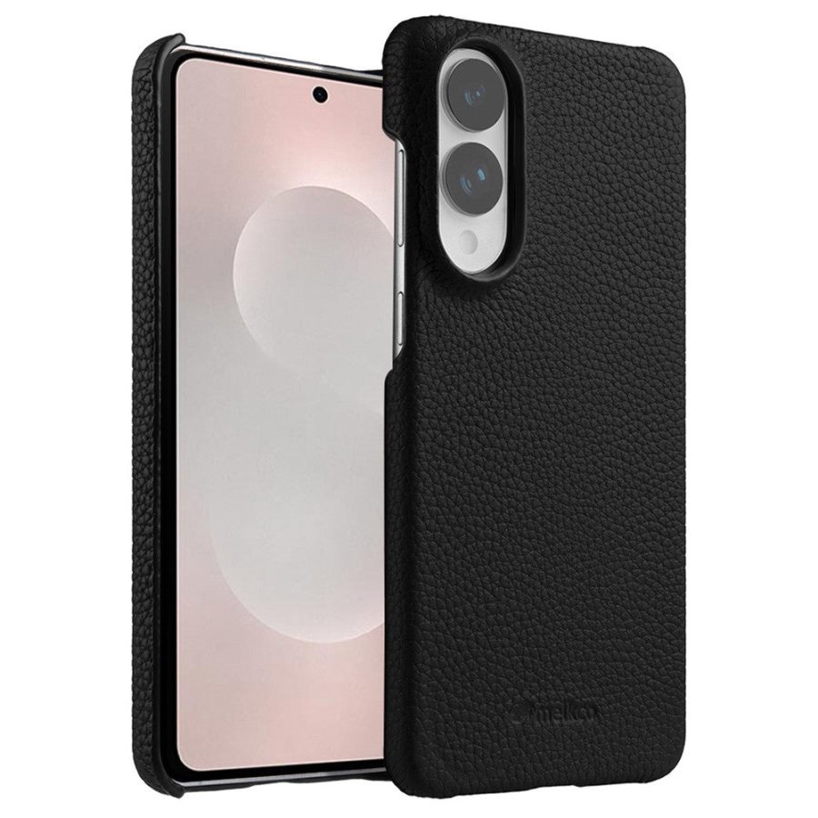 MELKCO For Samsung Galaxy S25 Edge Case Premium Genuine Leather Open Edge Phone Cover