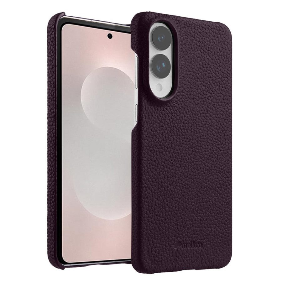 MELKCO For Samsung Galaxy S25 Edge Case Premium Genuine Leather Open Edge Phone Cover