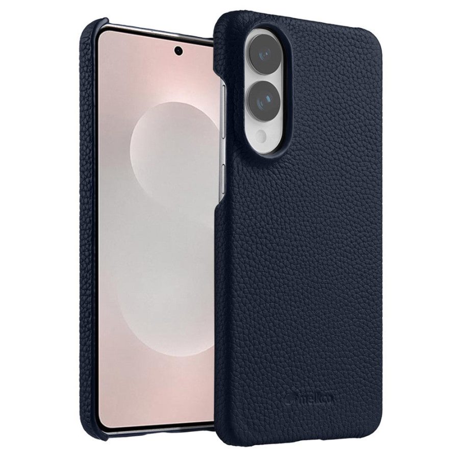 MELKCO For Samsung Galaxy S25 Edge Case Premium Genuine Leather Open Edge Phone Cover