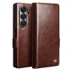 6601166909A-1 QIALINO For Samsung Galaxy Z Fold7 Wallet Case Waxy Genuine Leather Magnetic Closure Flip Phone Cover