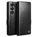 QIALINO For Samsung Galaxy Z Fold7 Wallet Case Waxy Genuine Leather Magnetic Closure Flip Phone Cover