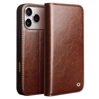 QIALINO For iPhone 17 Pro Max Case Wallet Stand Genuine Leather Phone Cover