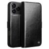 QIALINO For iPhone 17 Pro Max Case with Card Holder Genuine Leather Stand Phone Cover