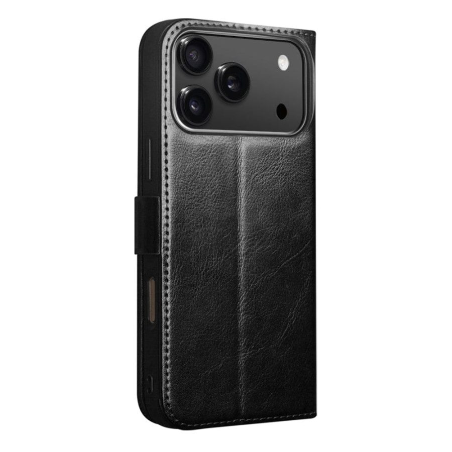 QIALINO For iPhone 17 Pro Case with Card Holder Genuine Leather Stand Phone Cover