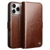 QIALINO For iPhone 17 Pro Case with Card Holder Genuine Leather Stand Phone Cover