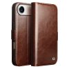6601167165B-1 QIALINO For iPhone Air Case With Card Holder Genuine Leather Stand Phone Cover