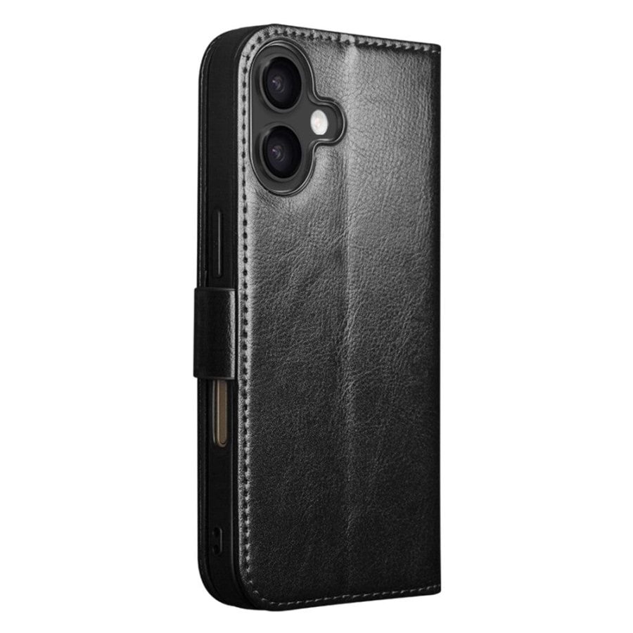 QIALINO For iPhone 17 Case with Card Holder Genuine Leather Stand Phone Cover