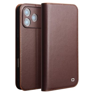 QIALINO For iPhone 17 Pro Max Case Wallet Flip Stand Genuine Leather Phone Cover