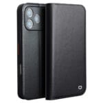 QIALINO For iPhone 17 Pro Case Wallet Flip Stand Genuine Leather Phone Cover