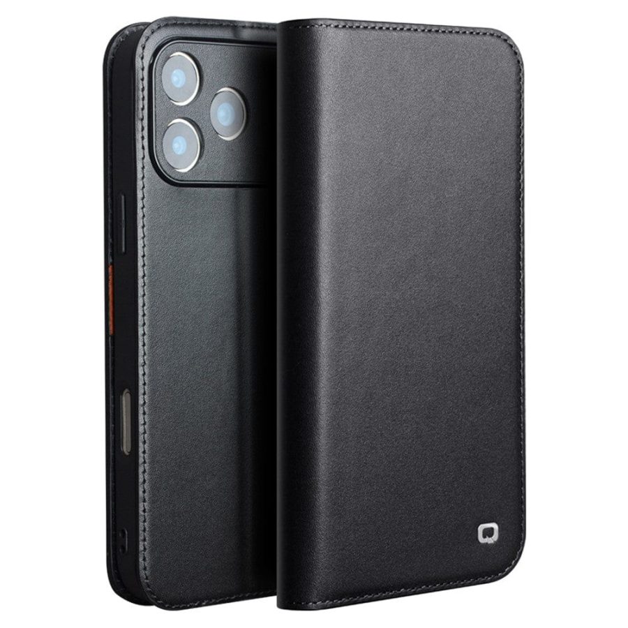 QIALINO For iPhone 17 Pro Case Wallet Flip Stand Genuine Leather Phone Cover