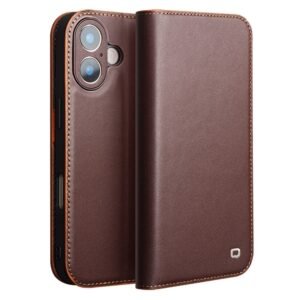 QIALINO For iPhone 17 Case Wallet Flip Stand Genuine Leather Phone Cover