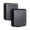 6601171537A-1 QIALINO For Samsung Galaxy Z Flip7 Case Litchi Textured Genuine Leather Flip Phone Cover with Card Holder