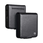 QIALINO For Samsung Galaxy Z Flip7 Case Litchi Textured Genuine Leather Flip Phone Cover with Card Holder