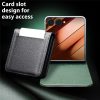 6601171537A-8 QIALINO For Samsung Galaxy Z Flip7 Case Litchi Textured Genuine Leather Flip Phone Cover with Card Holder