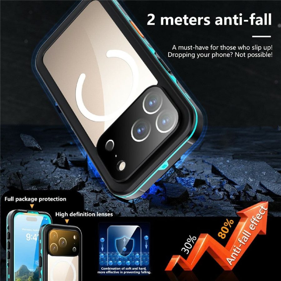 REDPEPPER Dot+ Series For iPhone 17 Pro Case Compatible with MagSafe IP68 Waterproof Clear Back Phone Cover