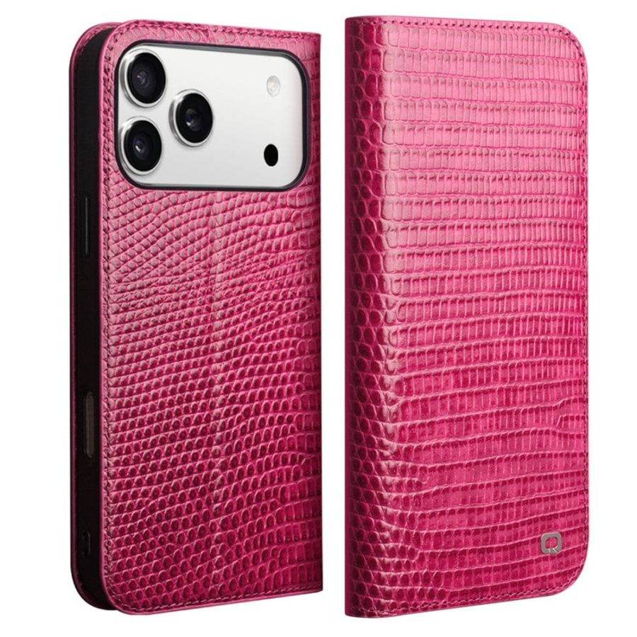 QIALINO For iPhone 17 Pro Wallet Case Crocodile Texture Genuine Leather Anti-Drop Phone Cover