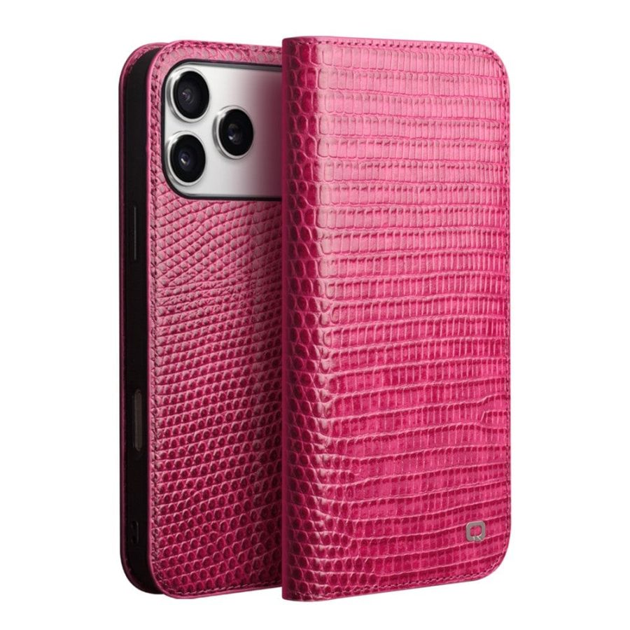 QIALINO For iPhone 17 Pro Wallet Case Crocodile Texture Genuine Leather Anti-Drop Phone Cover