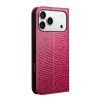QIALINO For iPhone 17 Pro Wallet Case Crocodile Texture Genuine Leather Anti-Drop Phone Cover