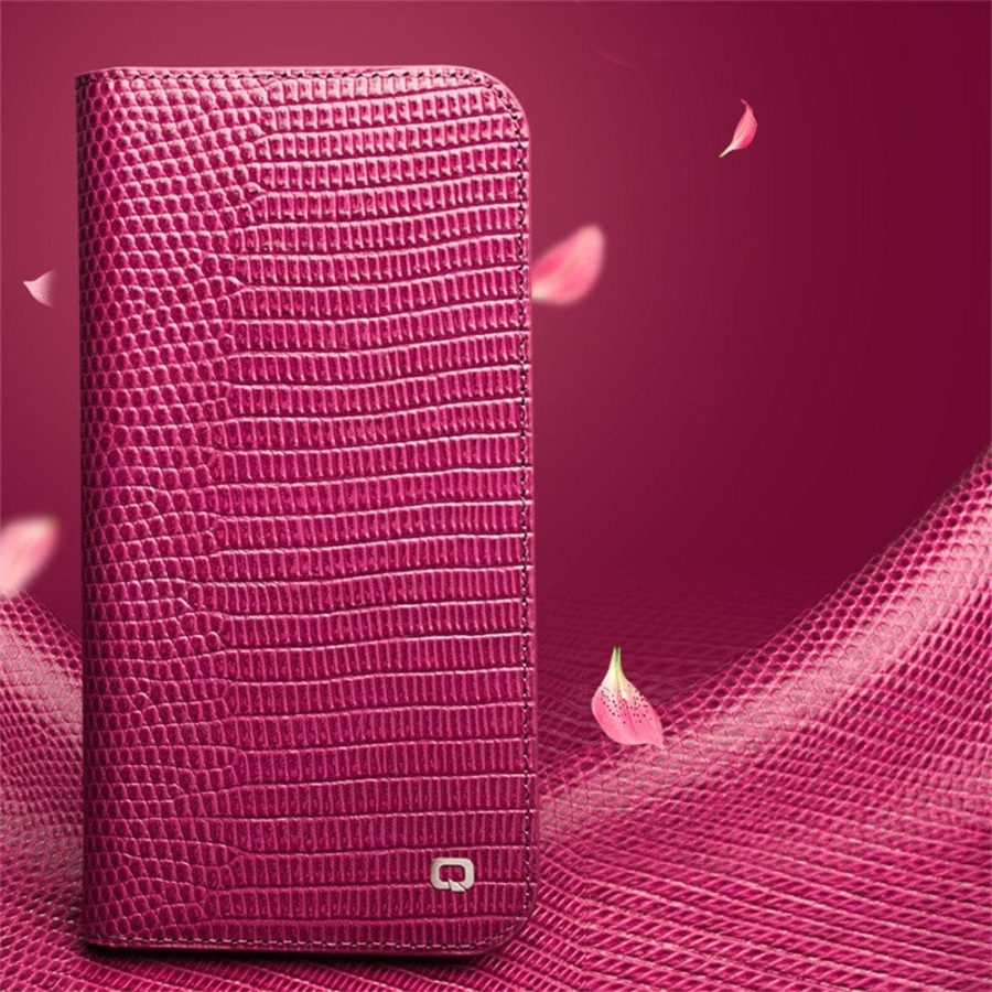 QIALINO For iPhone 17 Pro Wallet Case Crocodile Texture Genuine Leather Anti-Drop Phone Cover
