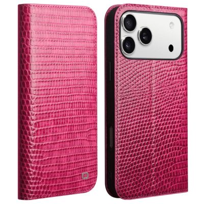 QIALINO For iPhone 17 Pro Max Wallet Case Crocodile Texture Genuine Leather Anti-Drop Phone Cover