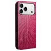 QIALINO For iPhone 17 Pro Max Wallet Case Crocodile Texture Genuine Leather Anti-Drop Phone Cover