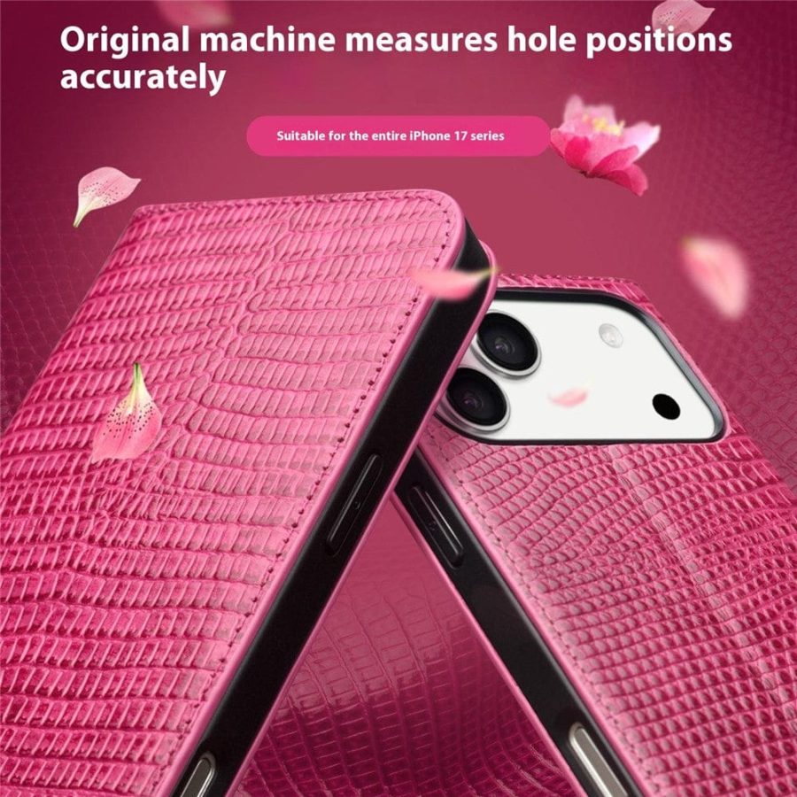 QIALINO For iPhone 17 Pro Max Wallet Case Crocodile Texture Genuine Leather Anti-Drop Phone Cover