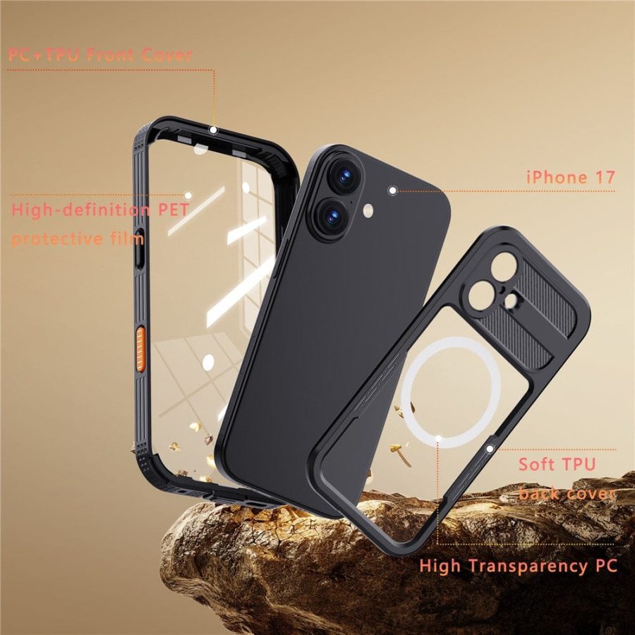6601174466A-11 REDPEPPER For iPhone 17 IP68 Waterproof Case Clear Back Phone Cover Compatible with MagSafe