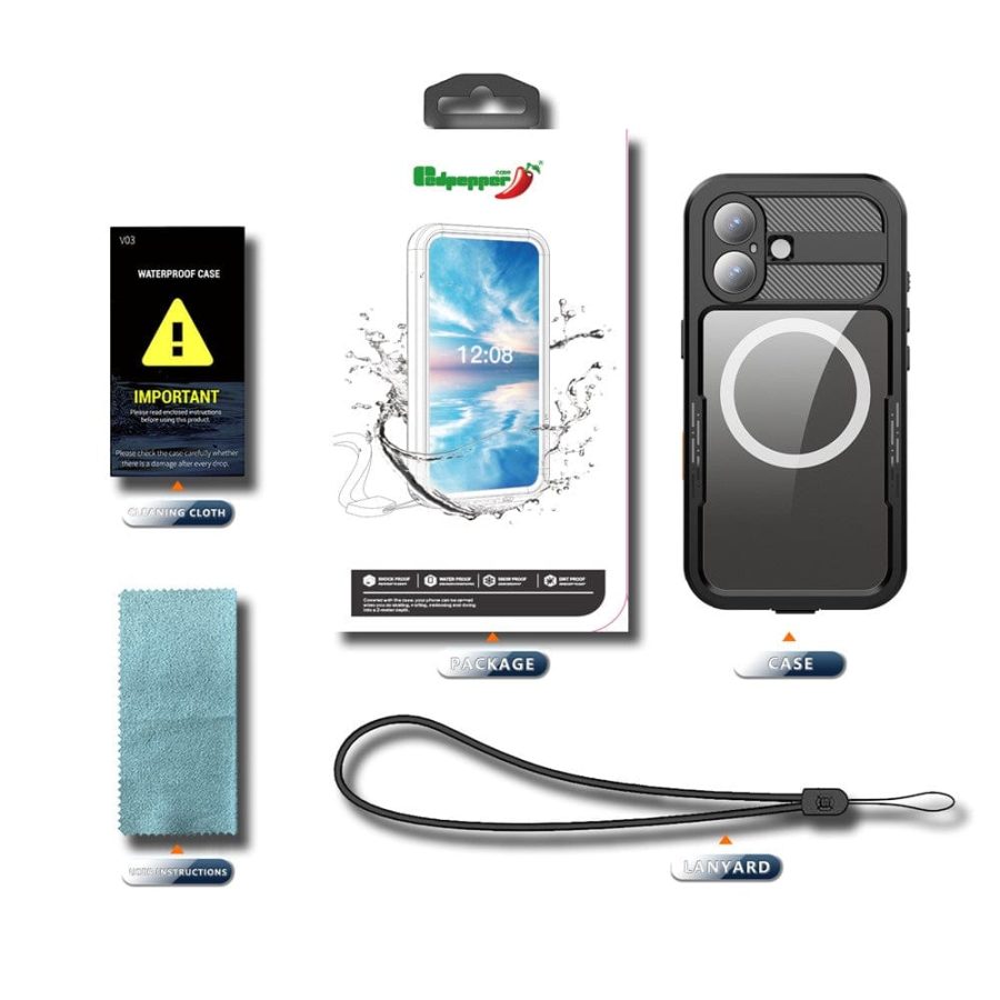 6601174466A-17 REDPEPPER For iPhone 17 IP68 Waterproof Case Clear Back Phone Cover Compatible with MagSafe