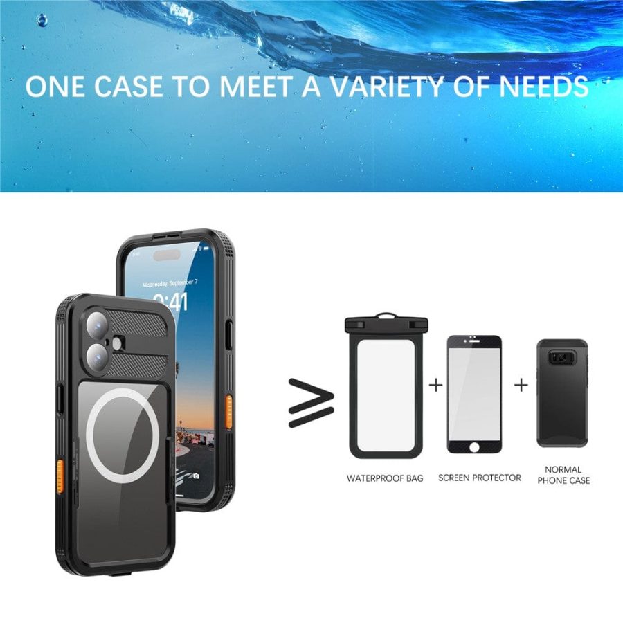 6601174466A-4 REDPEPPER For iPhone 17 IP68 Waterproof Case Clear Back Phone Cover Compatible with MagSafe