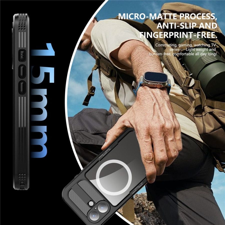 6601174466A-5 REDPEPPER For iPhone 17 IP68 Waterproof Case Clear Back Phone Cover Compatible with MagSafe