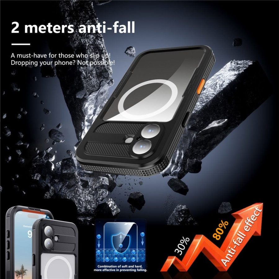 6601174466A-8 REDPEPPER For iPhone 17 IP68 Waterproof Case Clear Back Phone Cover Compatible with MagSafe