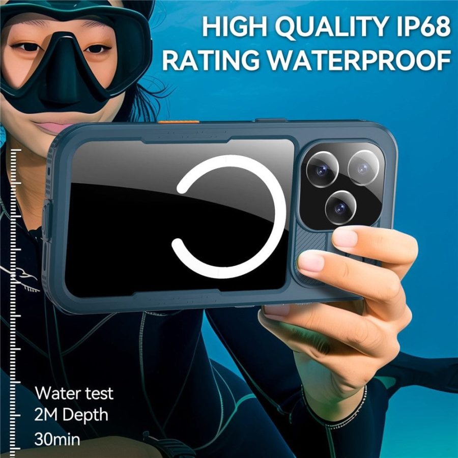 6601174468A-13 REDPEPPER For iPhone 17 Pro IP68 Waterproof Case Clear Back Phone Cover Compatible with MagSafe