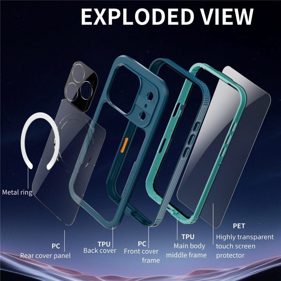 6601174468A-4 REDPEPPER For iPhone 17 Pro IP68 Waterproof Case Clear Back Phone Cover Compatible with MagSafe
