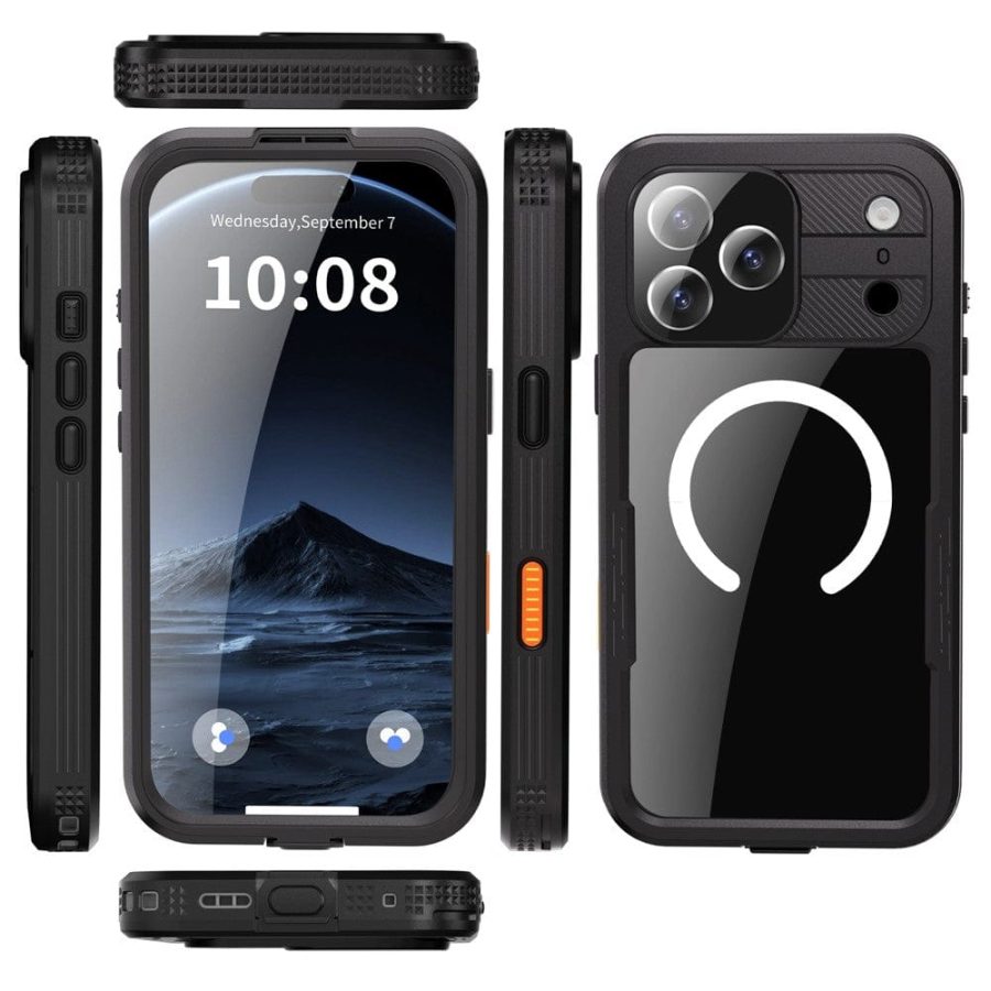 6601174469A-3 REDPEPPER For iPhone 17 Pro Max IP68 Waterproof Case Clear Back Phone Cover Compatible with MagSafe
