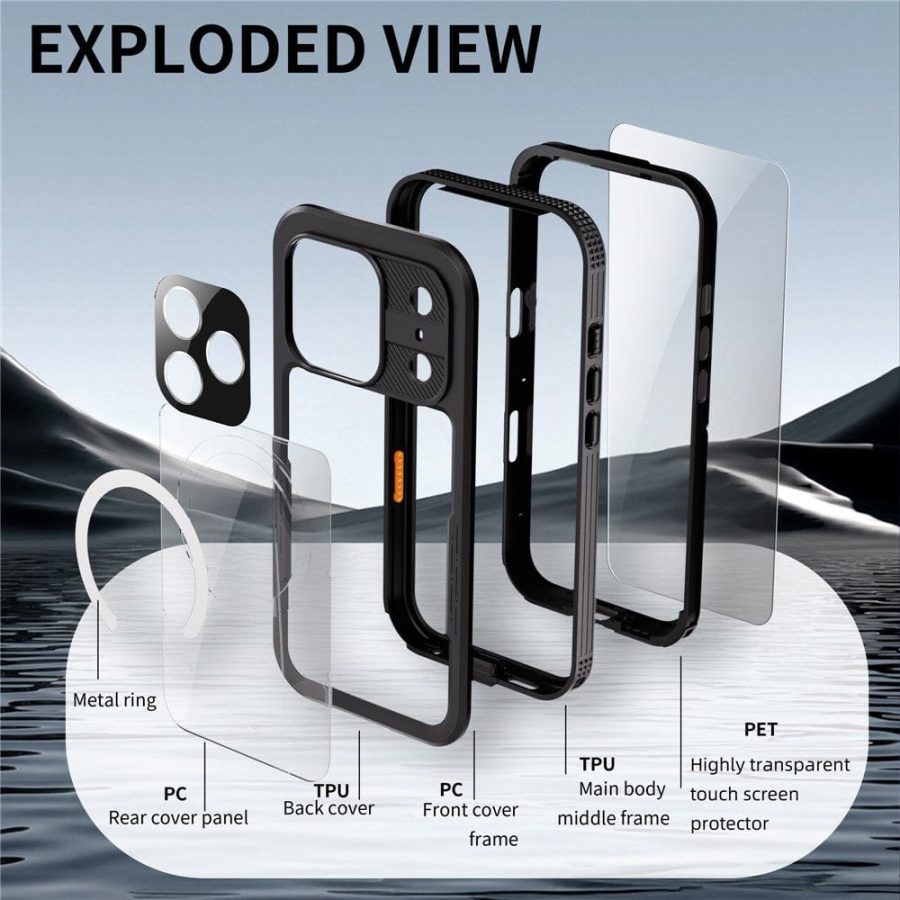 6601174469A-4 REDPEPPER For iPhone 17 Pro Max IP68 Waterproof Case Clear Back Phone Cover Compatible with MagSafe