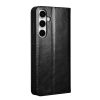 QIALINO For Samsung Galaxy S25 FE Wallet Case Waxy Genuine Leather Flip Phone Cover