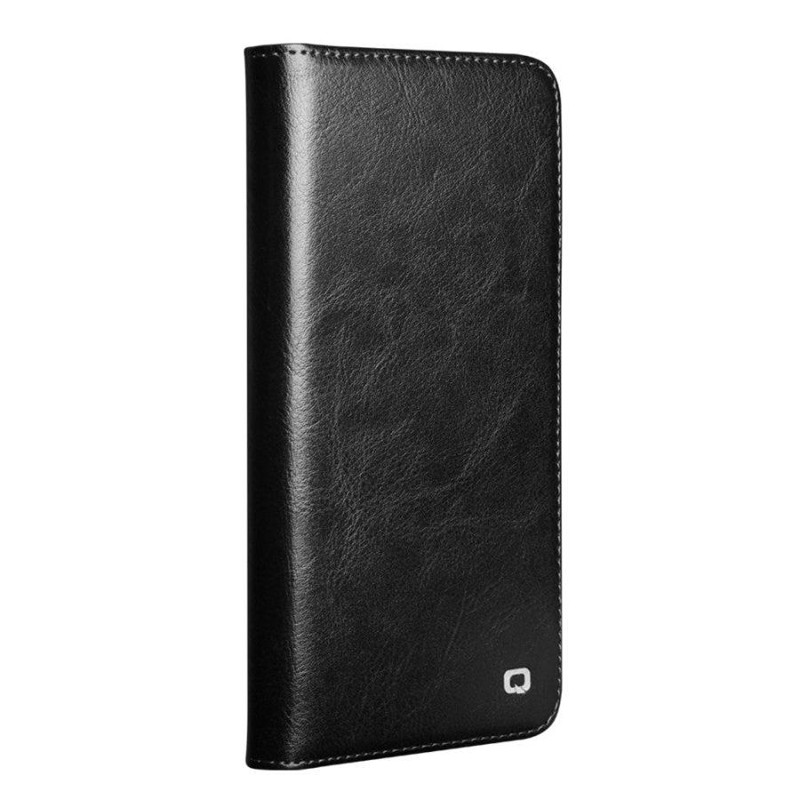 QIALINO For Samsung Galaxy S25 FE Wallet Case Waxy Genuine Leather Flip Phone Cover