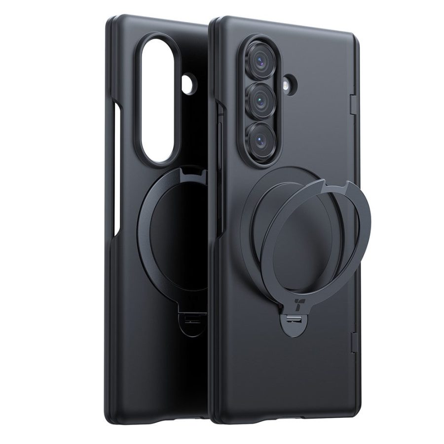 6601177049A-2 TORRAS Ostand Q3 Spin Series For Samsung Galaxy Z Fold7 Case 360 Degree Rotating Magnetic Kickstand Phone Cover (with 2 Tempered Glass Film Included)