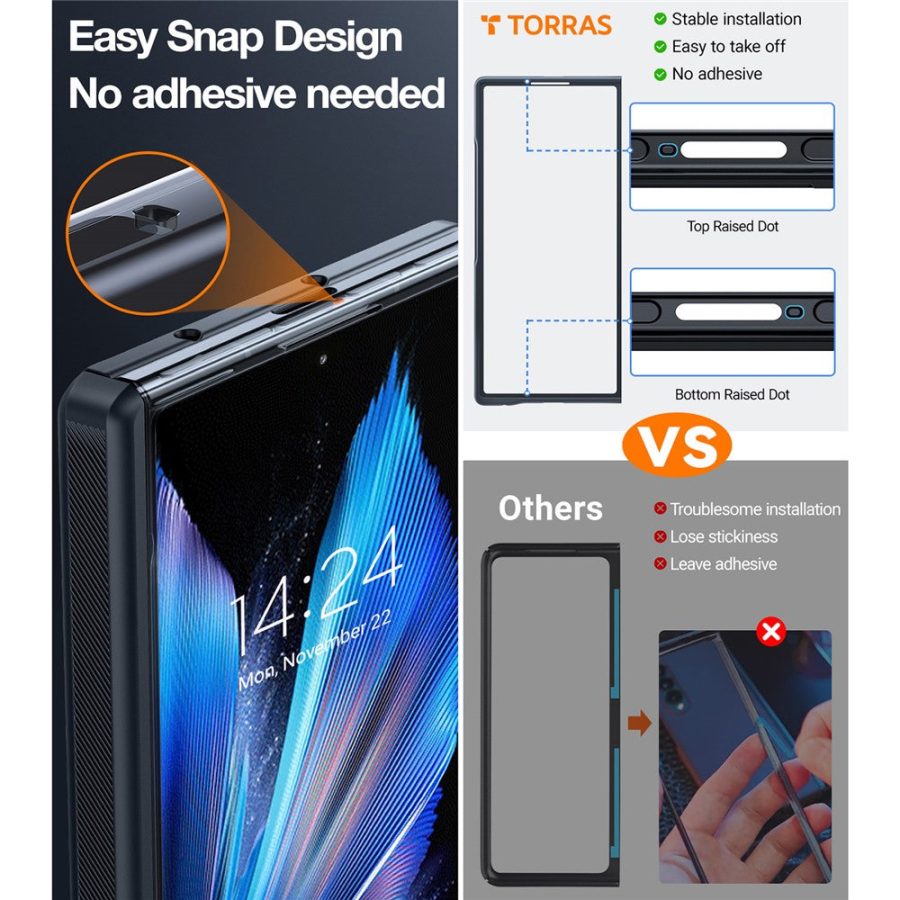 6601177049A-6 TORRAS Ostand Q3 Spin Series For Samsung Galaxy Z Fold7 Case 360 Degree Rotating Magnetic Kickstand Phone Cover (with 2 Tempered Glass Film Included)
