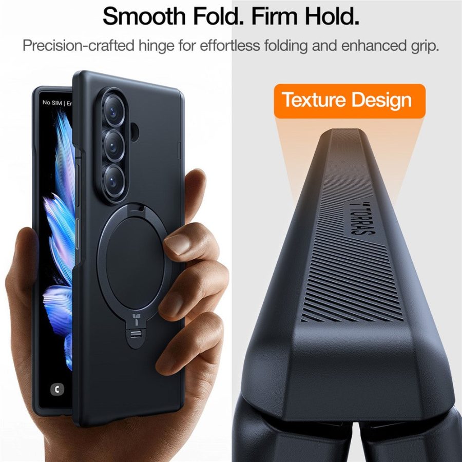 6601177049A-7 TORRAS Ostand Q3 Spin Series For Samsung Galaxy Z Fold7 Case 360 Degree Rotating Magnetic Kickstand Phone Cover (with 2 Tempered Glass Film Included)