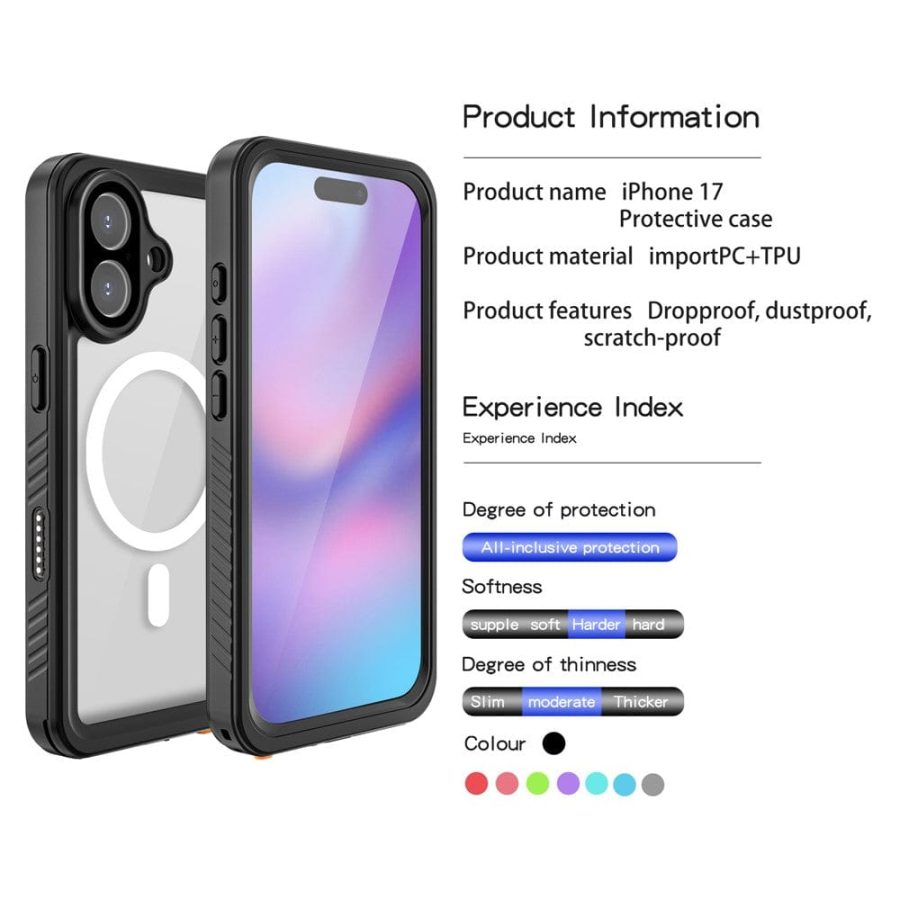 REDPEPPER FS / FM Series For iPhone 17 Clear Case IP68 Waterproof Phone Cover | Compatible with MagSafe