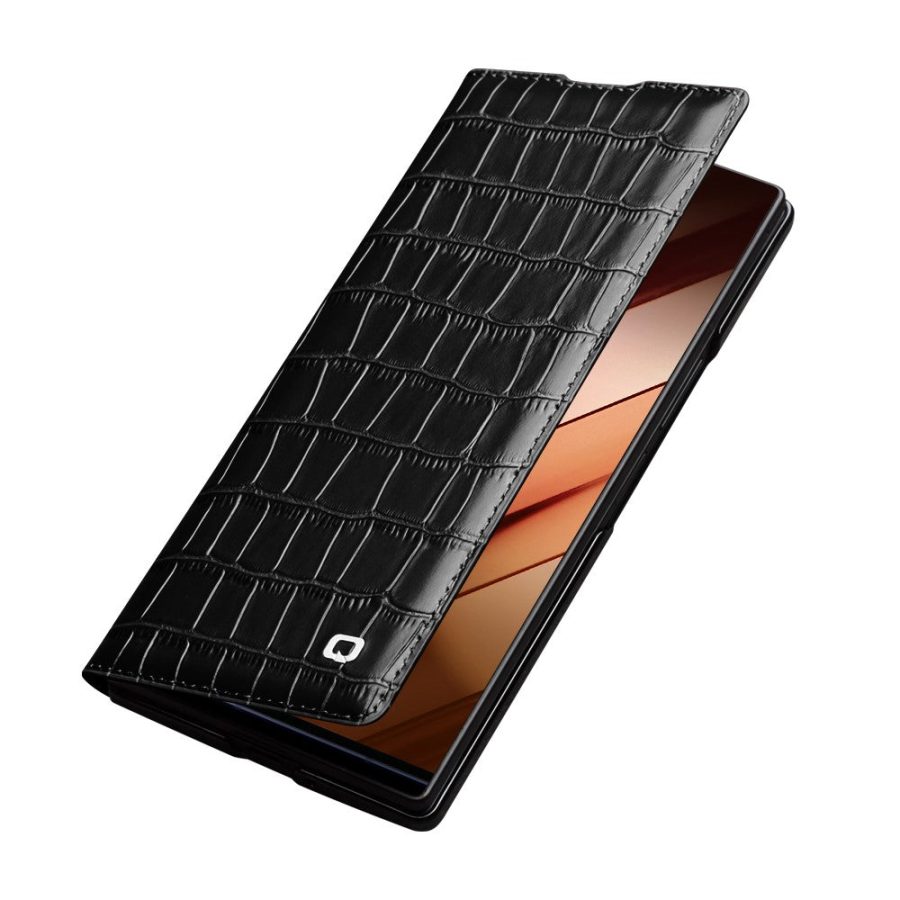 6601180056A-2 QIALINO For Samsung Galaxy Z Fold7 Case Crocodile Texture Genuine Leather Flip Phone Cover
