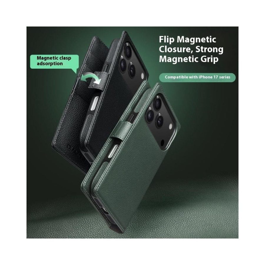 QIALINO For iPhone 17 Pro Max Detachable Wallet Case Compatible with MagSafe Genuine Leather Phone Cover