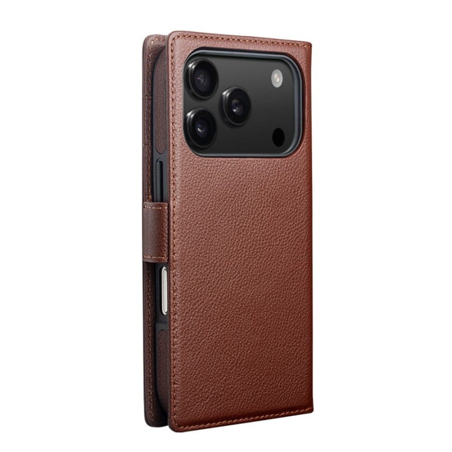 QIALINO For iPhone 17 Pro Max Detachable Genuine Leather Wallet Case Compatible with MagSafe Phone Cover
