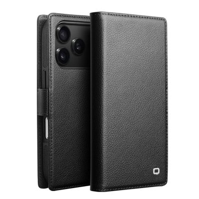QIALINO For iPhone 17 Pro Max Detachable Genuine Leather Wallet Case Compatible with MagSafe Phone Cover