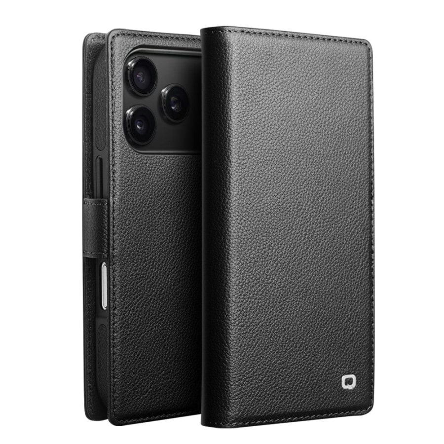 QIALINO For iPhone 17 Pro Detachable Genuine Leather Wallet Case Compatible with MagSafe Phone Cover