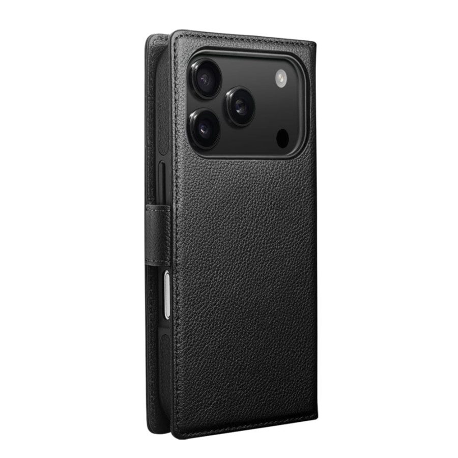 QIALINO For iPhone 17 Pro Detachable Genuine Leather Wallet Case Compatible with MagSafe Phone Cover