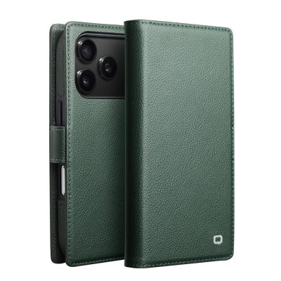 QIALINO For iPhone 17 Pro Detachable Genuine Leather Wallet Case Compatible with MagSafe Phone Cover