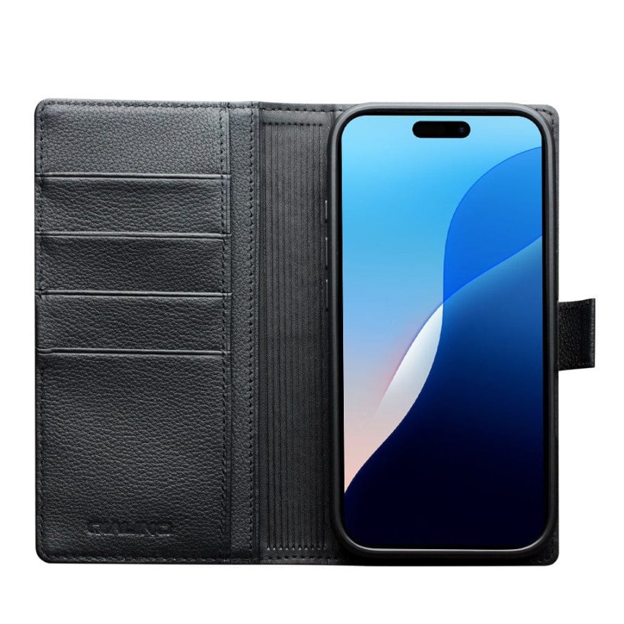 QIALINO For iPhone Air Detachable Genuine Leather Wallet Case Compatible with MagSafe Phone Cover