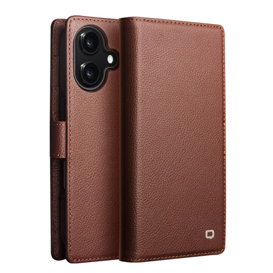 6601180066B-1 QIALINO For iPhone 17 Detachable Genuine Leather Wallet Case Compatible with MagSafe Phone Cover
